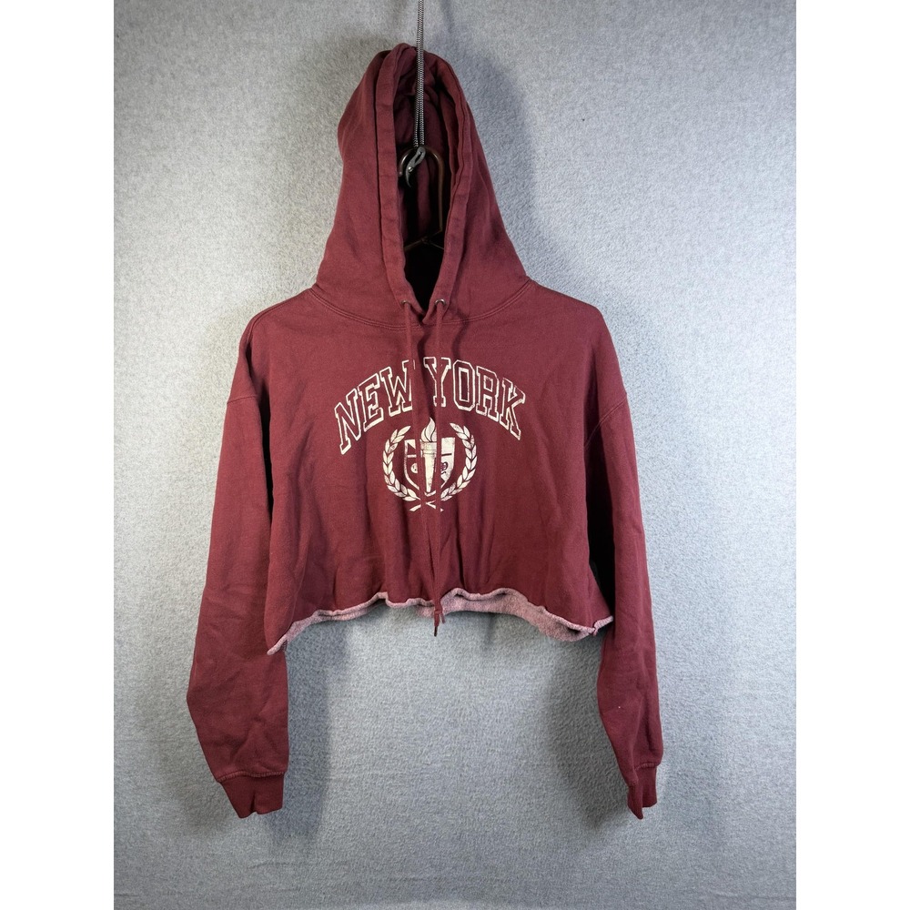 Wild Fable Hoodie Juniors Medium Red Cropped New York Pullover Graphic Fleece